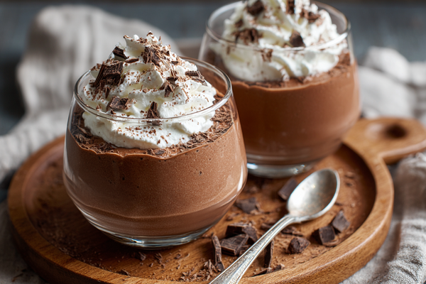 No-Bake Chocolate Mousse with Whipped Cream