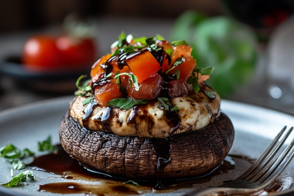 Caprese Stuffed Portobello Mushrooms with Balsamic Glaze