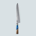 Aiko Blue Damascus Steel Knife with Coloured Blue Resin Handle