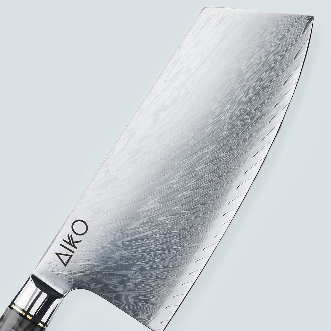 Aiko Black (あいこ, アイコ) Damascus Steel Knife with Coloured Black Resin Handle